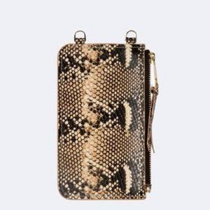 Bandolier Angela Snake Embossed Leather Zip Pouch
